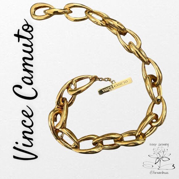 Vince Camuto Large Gold Tone Chain Necklace - Picture 4 of 8